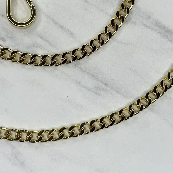 Gold Tone Flat Chain Link Purse Handbag Replacement Strap 46" ✨ - Picture 4 of 12